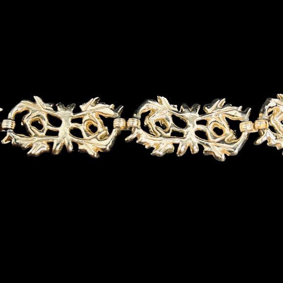 Sarah Coventry Silver And Gold Tone Leaf Bracelet & Clip On Earrings Set (5208) - Picture 13 of 14